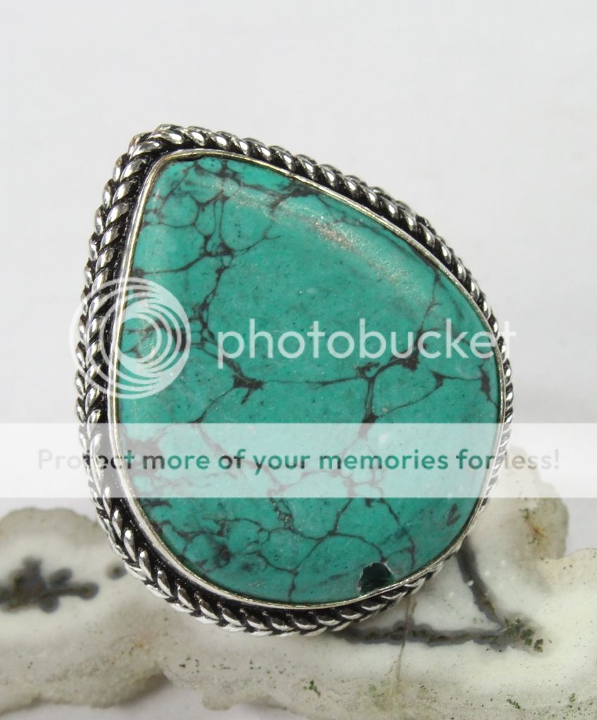 free s&h turquoise ring 925 sterling silver overla